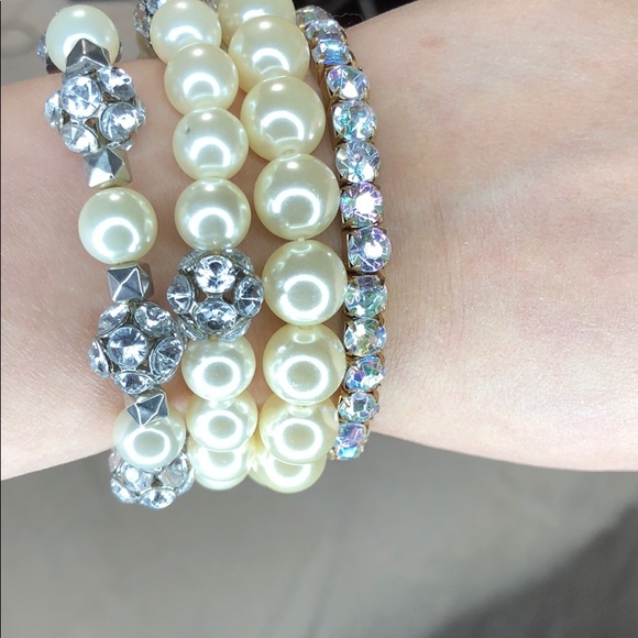 Pearl crystal daimond bracelet with mixing jewelry - Picture 2 of 8